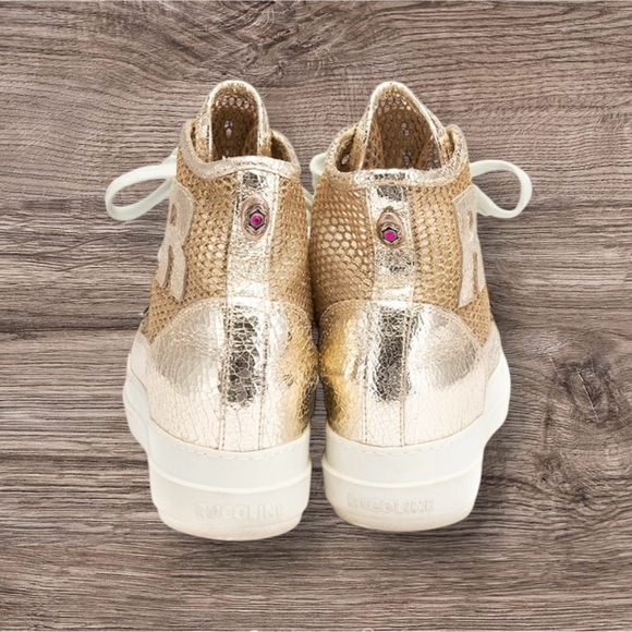 ucoline Gold Metallic Platform High Top Sneakers Italy Y2K sz38 - Picture 2 of 5